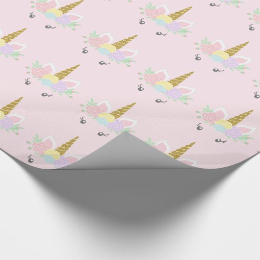 Roze Eenhoorn Gezicht Cadeaupapier (Hoek)