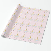Roze Eenhoorn Gezicht Cadeaupapier (Uitgerold)