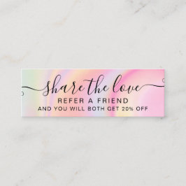 Roze eenhoorn girly regenboog marmer verwijzingska mini visitekaartje