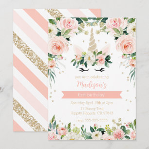 Roze Eenhoorn Girly Verjaardag Kaart