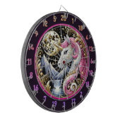Roze Eenhoorn Glanst Onder Gouden Maan Dartbord (Voorkant Links)
