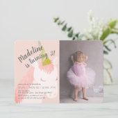 Roze Eenhoorn Glitter Foto Verjaardag Uitnodiging (Staand voorkant)
