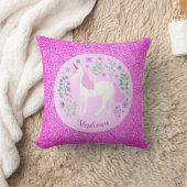 Roze Eenhoorn Glitter Gepersonaliseerde naam Kussen (Deken)