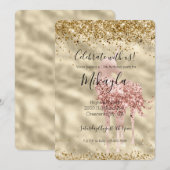 Roze Eenhoorn Goud Glitters Glans Confetti Kaart (Voorkant / Achterkant)