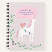 Roze Eenhoorn Handschrift Praktijk Notitieboek (Voorkant)