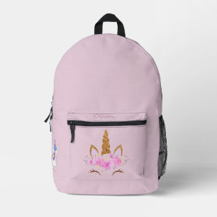 Roze Eenhoorn Hoed Foto Met Naam Terug naar School Bedrukte Rugzak