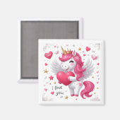 Roze eenhoorn Ik hou van je Magneet (Voorkant / Achterkant)