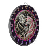 Roze eenhoorn inspireert elegantie en verwondering dartbord (Voorkant Links)