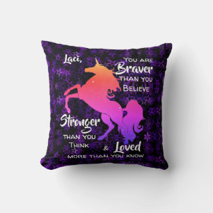 Roze Eenhoorn Inspirerende Quote voor Meisjes Kussen