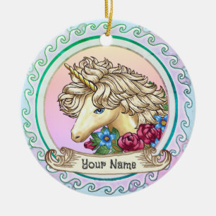 Roze Eenhoorn Keramisch Ornament