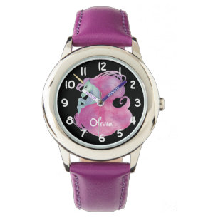 Roze Eenhoorn Kinder Gepersonaliseerd Horloge