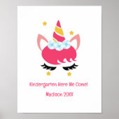 Roze Eenhoorn Kleuterschool elk jaar Poster (Voorkant)