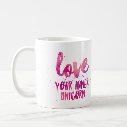 Roze Eenhoorn 'Love Your Inner Unicorn' mok (Links)