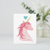 Roze Eenhoorn Magic met Hart Briefkaart (Staand voorkant)