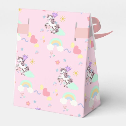 Roze eenhoorn magische prinses meisjesverjaardag k bedankdoosjes (Achterkant)