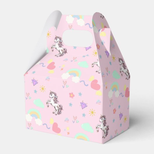 Roze eenhoorn magische prinses meisjesverjaardag k bedankdoosjes (Voorkant Zijde)