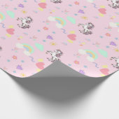 Roze eenhoorn magische prinses meisjesverjaardag k cadeaupapier (Hoek)