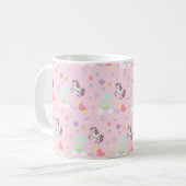 Roze eenhoorn magische prinses meisjesverjaardag k koffiemok (Voorkant links)