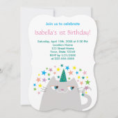 Roze Eenhoorn Meisje 1e verjaardag Kaart (Voorkant)