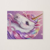  Roze Eenhoorn met Naam Legpuzzel (Horizontaal)