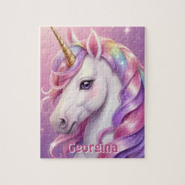Roze Eenhoorn met Naam Legpuzzel