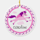 Roze eenhoorn met vleugels gepersonaliseerde naam keramisch ornament (Achterkant)