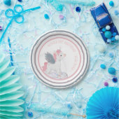 Roze Eenhoorn met Wings Verjaardagspapier Bord (Feest)