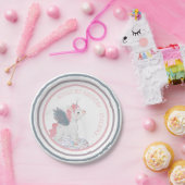 Roze Eenhoorn met Wings Verjaardagspapier Bord (Feest)