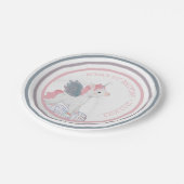 Roze Eenhoorn met Wings Verjaardagspapier Bord (Gekanteld)