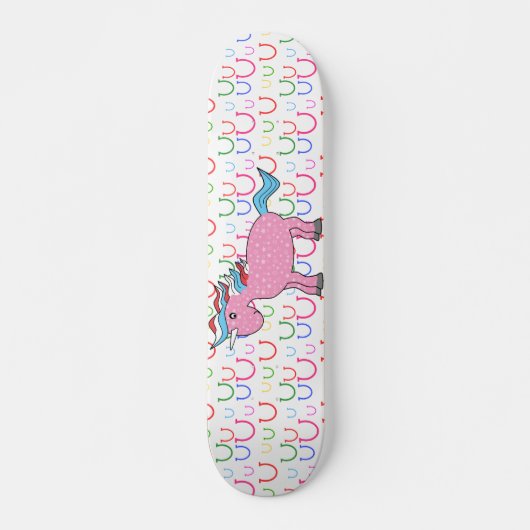 Roze eenhoorn met witte sterren skateboard (Voorkant)