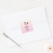 Roze Eenhoorn met Zwarte Mane Kaars Zakelijk Vierkante Sticker (Envelop)