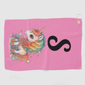 ROZE EENHOORN MONOGRAM GOLFHANDDOEK VOOR HAAR (Horizontaal)