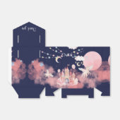 Roze eenhoorn nacht kasteel verjaardagsfeest bedankdoosjes (Uitgevouwen)