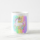 roze eenhoorn op regenboogachtergrond T-Shirt Koffiemok (Center)