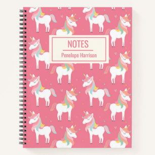 Roze Eenhoorn Patroon Persoonlijke Notities Notitieboek