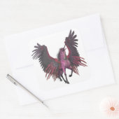Roze Eenhoorn Pegasus Fantasy Vliegend Paard Vierkante Sticker (Envelop)