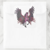 Roze Eenhoorn Pegasus Fantasy Vliegend Paard Vierkante Sticker (Tas)