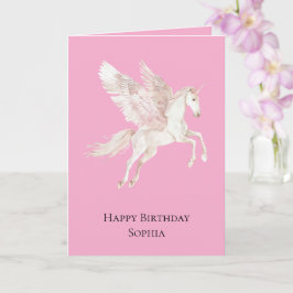 Roze Eenhoorn Pegasus Verjaardag Kaart