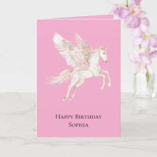 Roze Eenhoorn Pegasus Verjaardag Kaart