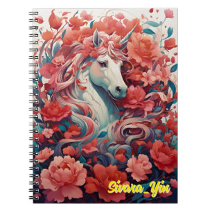 Roze Eenhoorn & Pioen Droomlandschap Fantasie Notitieboek