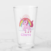 Roze Eenhoorn Rainbow Gepersonaliseerde naam Glas (Achterkant)