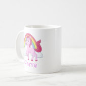 Roze Eenhoorn Rainbow Gepersonaliseerde naam Koffiemok (Voorkant links)