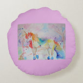 Roze Eenhoorn Regenboog Meisjes Nursery Love Kusse Rond Kussen (Achterkant)