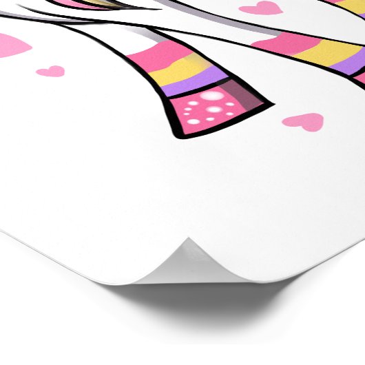 Roze Eenhoorn Regenboog Poster (Hoek)