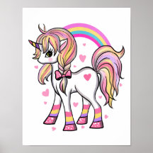 Roze Eenhoorn Regenboog Poster