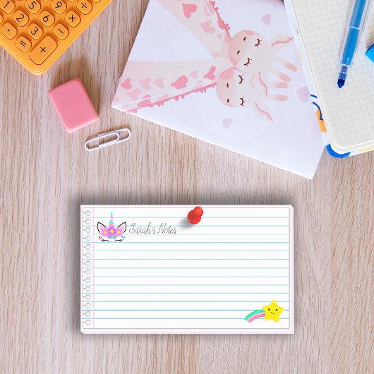  Roze eenhoorn & regenboog vallende ster 10 "x6" Post-it® Notes