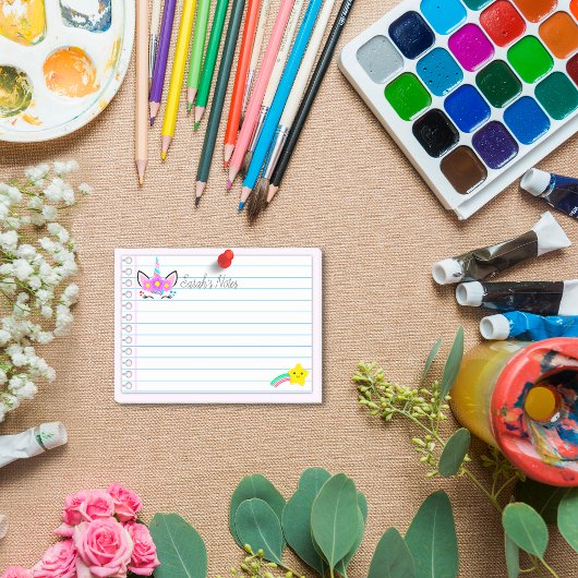 Roze eenhoorn & regenboogvallende ster 4 x 3 inch post-it® notes