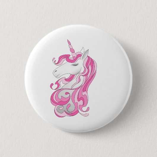 Roze Eenhoorn Ronde Button 5,7 Cm (Voorkant)