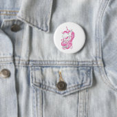 Roze Eenhoorn Ronde Button 5,7 Cm (In situ)