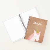 Roze Eenhoorn Roos Gouden Glitter Notitieboek (Binnen)